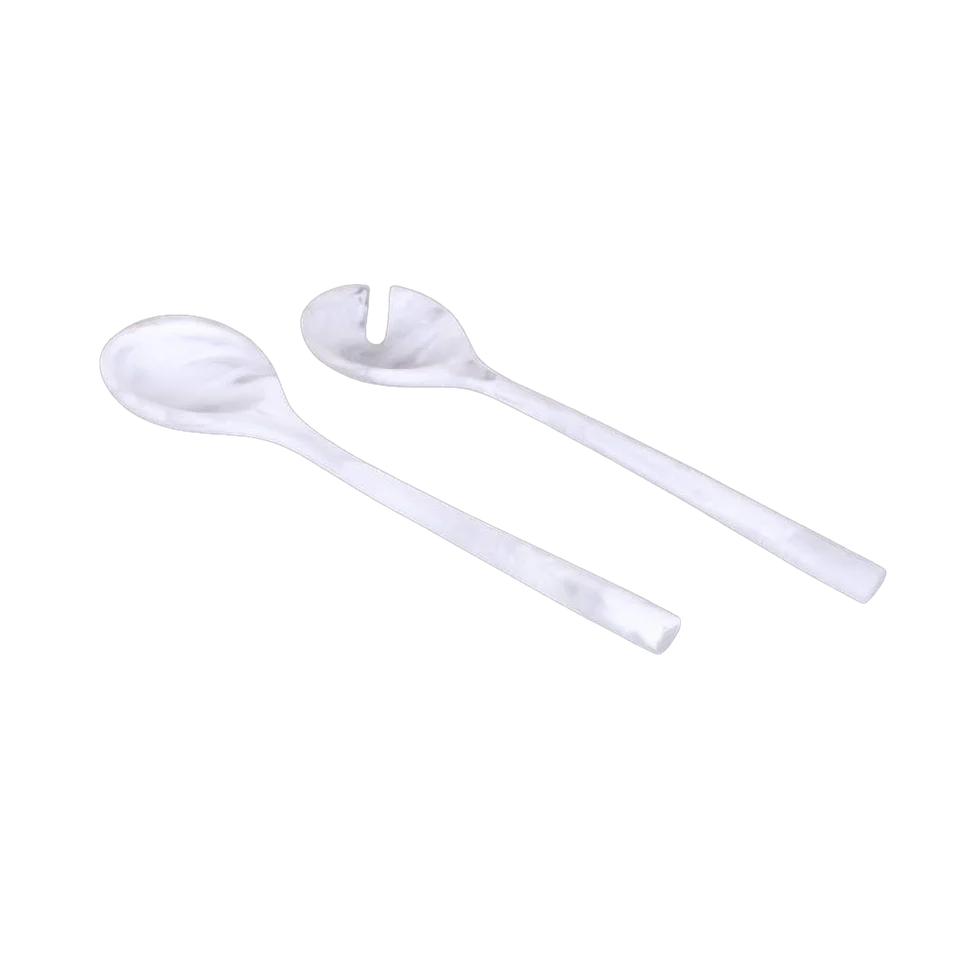 Resin White Swirl Salad Servers