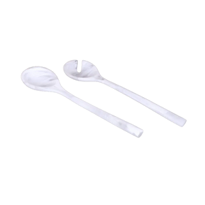 Resin White Swirl Salad Servers