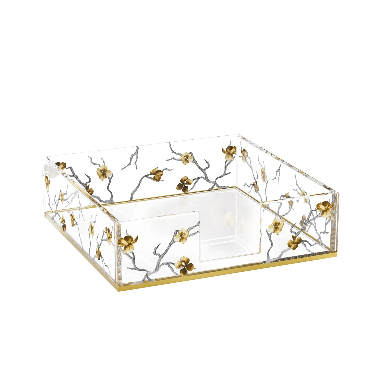 Golden Branch Lucite Napkin Holder