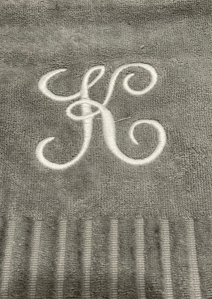 Finger Towel Grey W/ White Initial