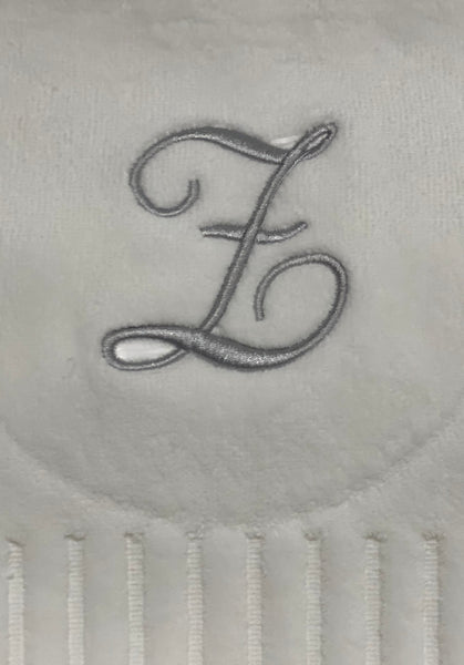 Finger Towel white W/Silver Or Gold  Initial