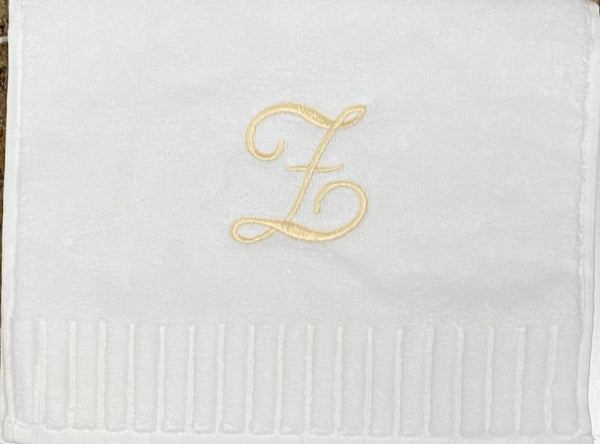 Finger Towel white W/Silver Or Gold  Initial