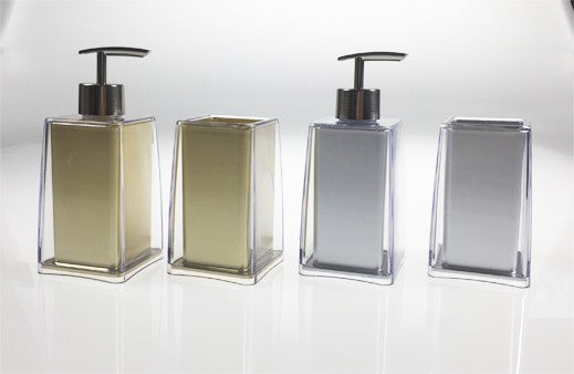 LUCITE DOUBLE LAYERED SOAP DISPENSER & TUMBLER